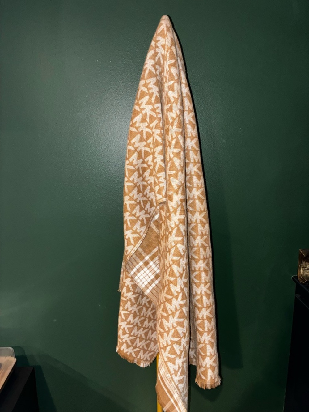 Michael Kors Tan and White MK Monogram Wrap Scarf